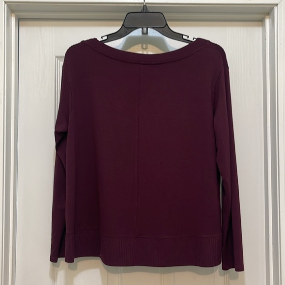 J Jill - Wearever collection maroon open neckline long sleeve top - size M - Picture 2 of 5